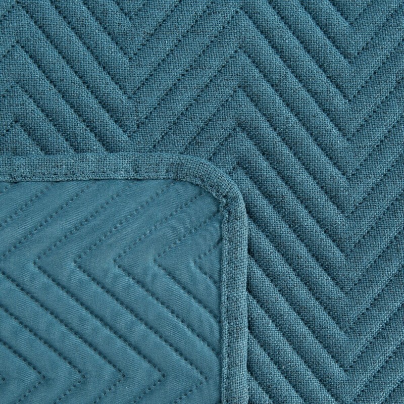 Narzuta 170x210 niebieska Len 3 pikowanie spód