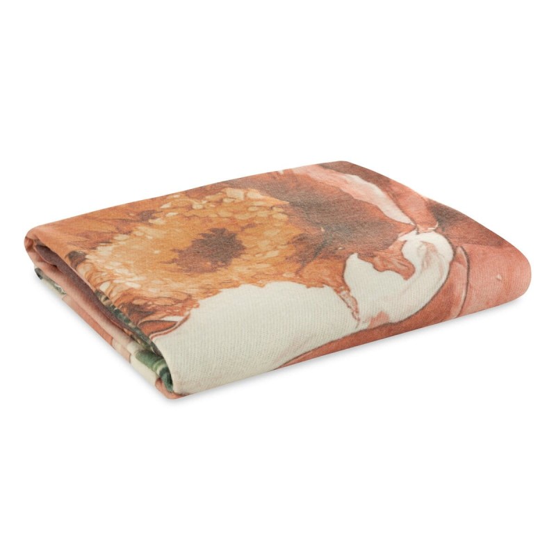 Koc w kwiaty Chloe 150x200cm pomarańczowo-kremowy złożony