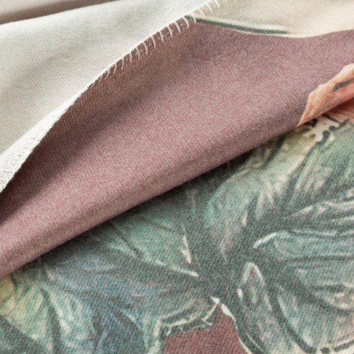 Koc w kwiaty Chloe 150x200cm pomarańczowo-kremowy detal