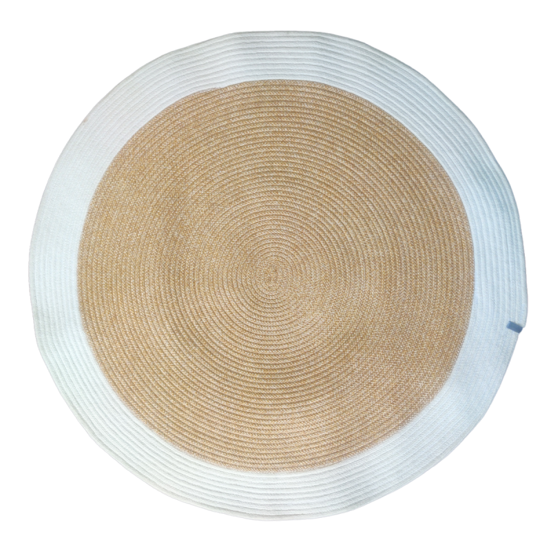 Dywan boho pleciony okrągły NATURAL Biały 4042
