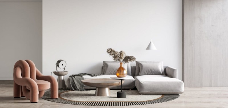 Dywan owalny Carpet Decor Handmade Amber Beige w nowoczesnym salonie