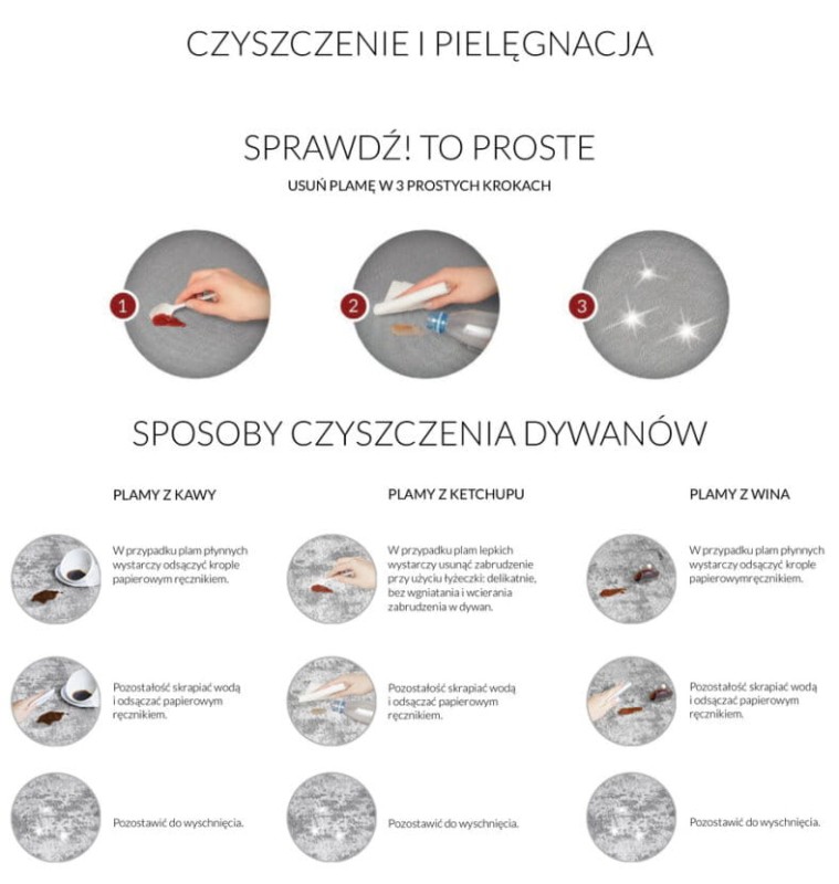 Pielęgnacja dywanów łatwoczyszczących Carpet Decor Magic Home