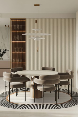 Dywan owalny Carpet Decor Handmade Amber Beige w nowoczesnej jadalni