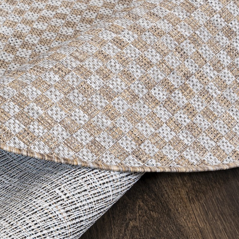 Bok i spód okrągłego dywanu zewnętrznego szarego KM26A Veranda