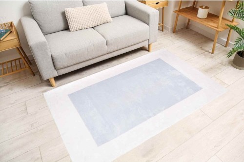 Dywan pluszowy Maximo Ramka szaro-ivory do salonu