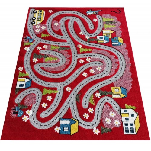 Dywan dla dzieci sensoryczny 3D Color Kids 02 Red Uliczki