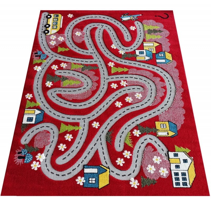Dywan dla dzieci sensoryczny 3D Color Kids 02 Red Uliczki