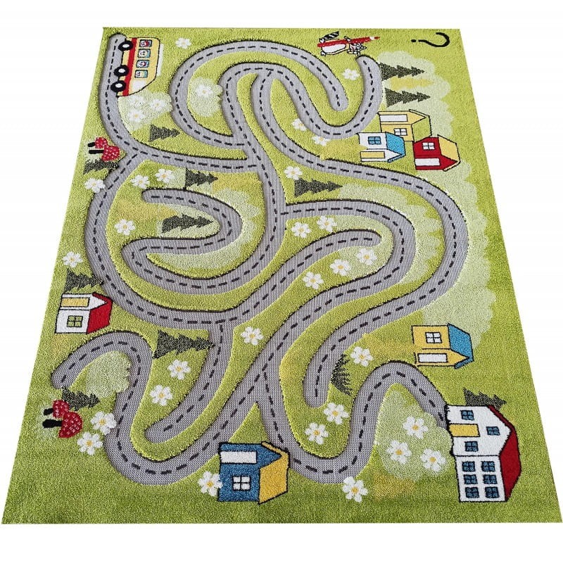 Dywan sensoryczny dla dzieci 3D COLOR KIDS 02 Green zielony wzór ulice - zdj. 2