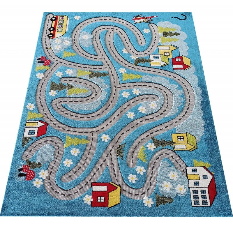 Dywan sensoryczny dla dzieci 3D COLOR KIDS 02 niebieski wzór drogi - zdj. 2