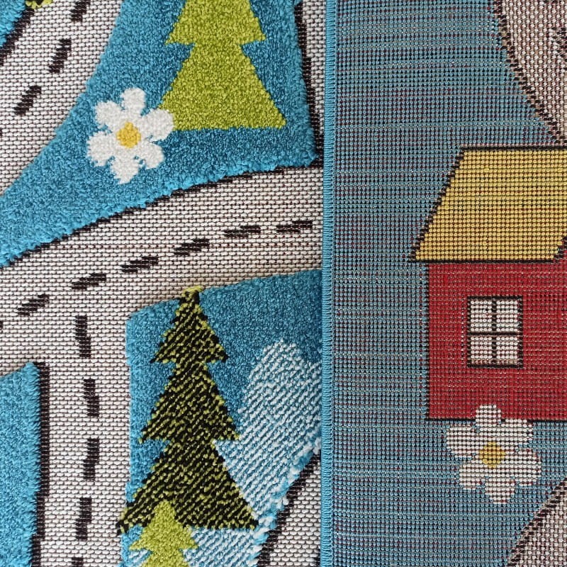 Dywan sensoryczny dla dzieci 3D COLOR KIDS 02 niebieski wzór drogi - zdj. 3