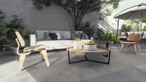 Dywan zewnętrzny Carpet Decor Outdoor Deserto szary na werandzie