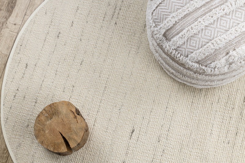 Dywan okrągły płaskotkany wełniany Nepal 2100 natural biało-szary - widok z góry