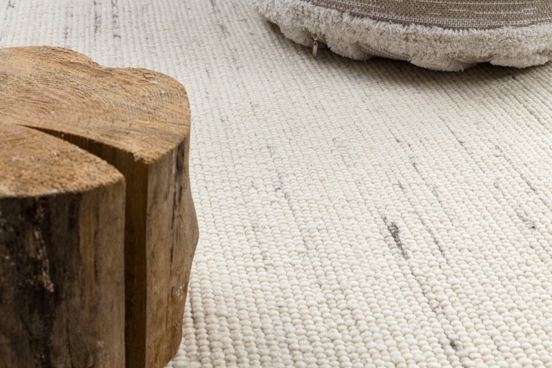 Dywan okrągły płaskotkany wełniany Nepal 2100 natural biało-szary na podłodze