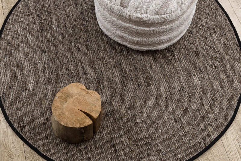 Dywan okrągły dwustronny wełniany Nepal 2100 natural ciemnoszary - widok z góry