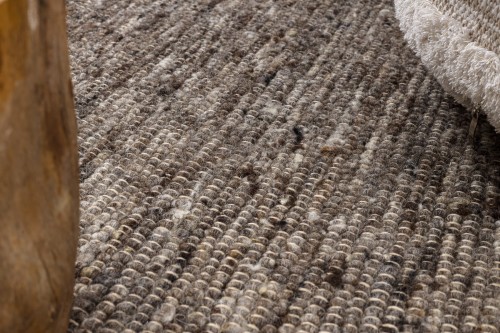 Dywan okrągły paskotkany wełniany Nepal 2100 natural ciemnoszary -  runo