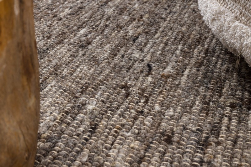 Dywan okrągły paskotkany wełniany Nepal 2100 natural ciemnoszary -  runo