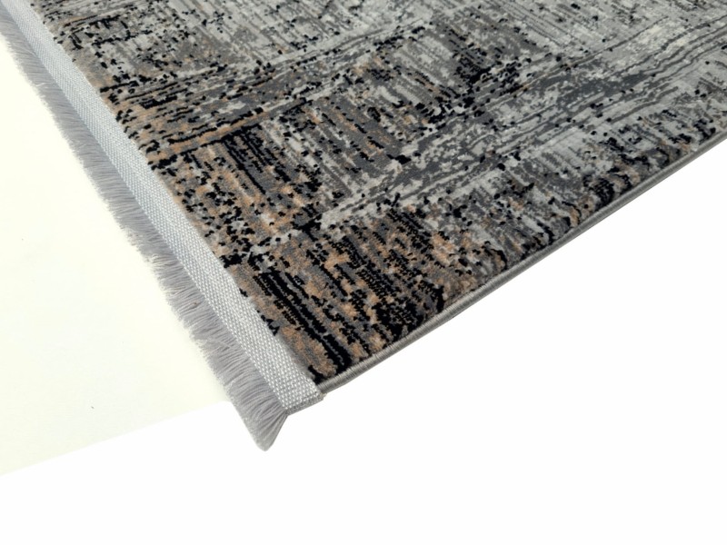 Wykończenie frędzlami  dywanu vintage Exclusive 441 szaro-czarnego