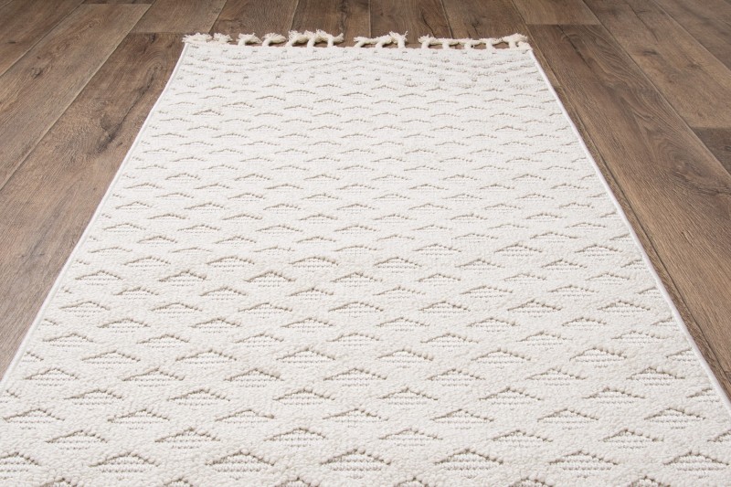 Rzut ukośny kremowego dywanu boho Milano 027