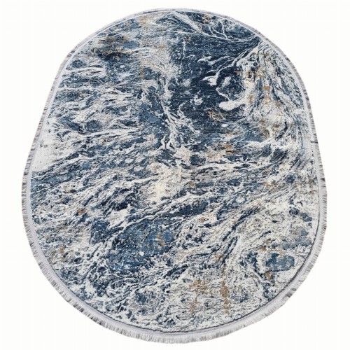 Rzut ukośny dywanu owalnego wzór marmur Exclusive 101 szaro-granatowego