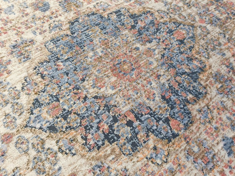 Detal dywanu vintage Kentucky 572 niebiesko-beżowy