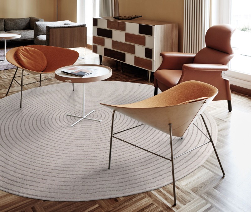 Dywan wełniany okrągły Agnella Noble Ruti jasny szary do salonu