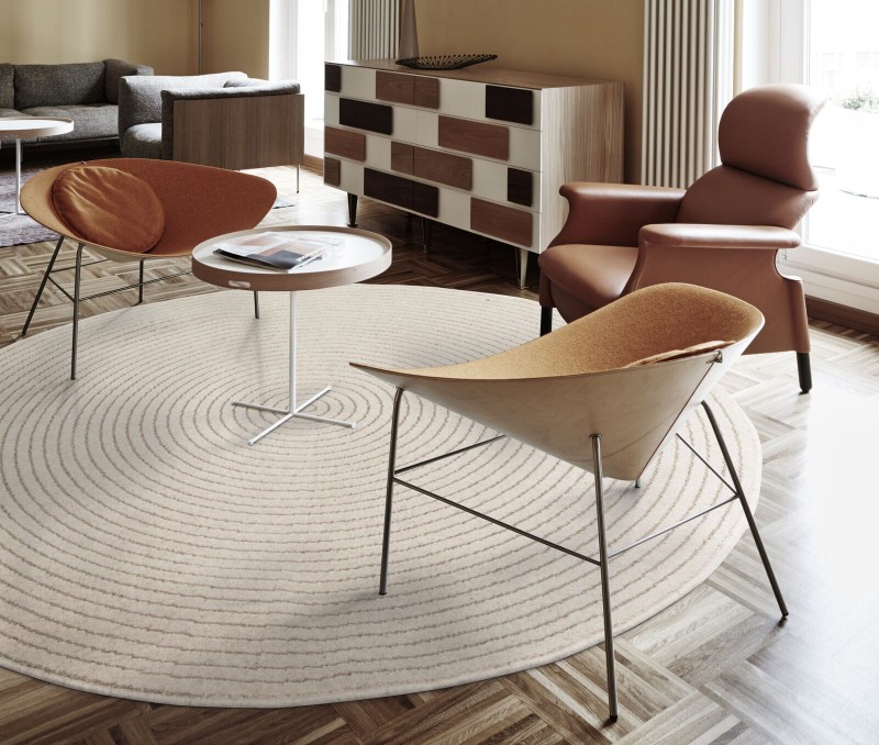 Dywan wełniany okrągły Agnella Noble Ruti jasny beż do salonu