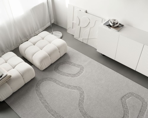 Dywan wełniany Agnella Ladnini Morphic Blooms jasny szary - do pokoju