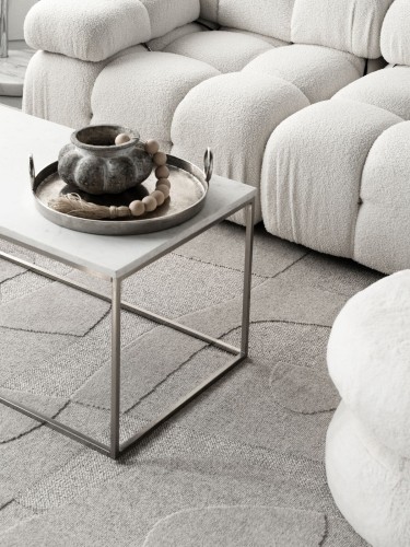 Dywan wełniany Agnella Ladnini Morphic Botanica jasny szary w aranżacji