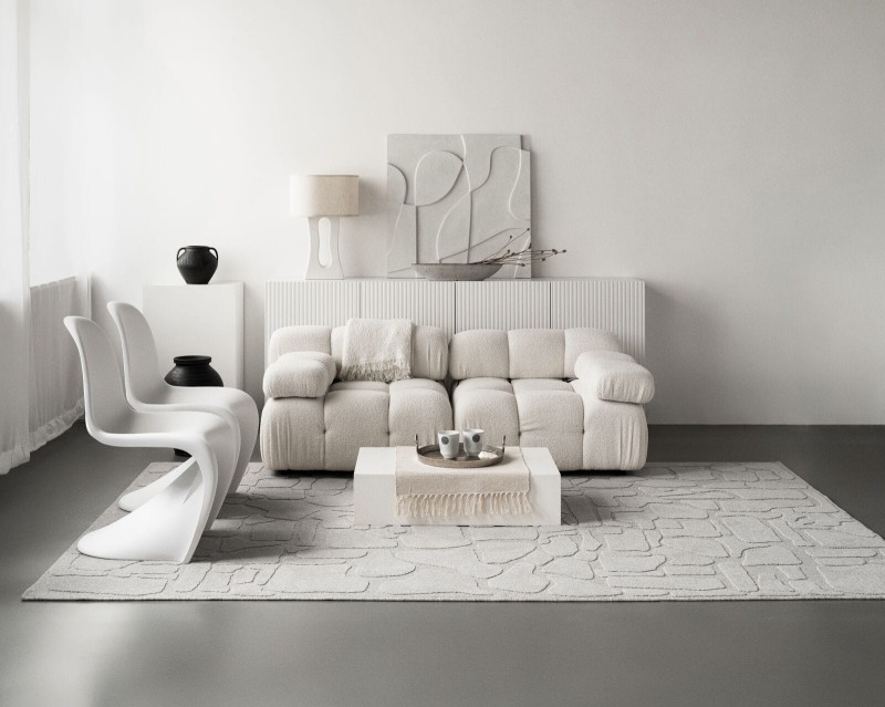 Dywan wełniany jasny szary Agnella Ladnini Morphic Dunes do pokoju