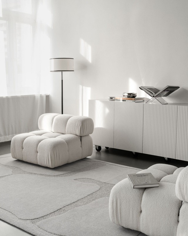 Dywan jasny szary wełniany do salonu Agnella Ladnini Morphic Organica do pokoju