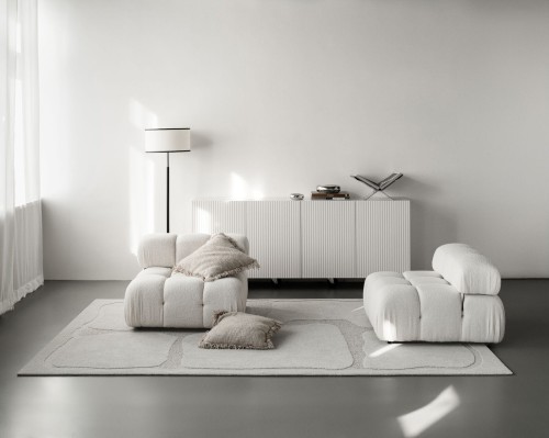 Dywan jasny szary wełniany do salonu Agnella Ladnini Morphic Organica