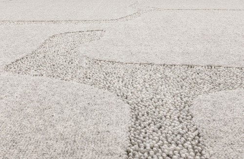 Dywan jasny szary wełniany do salonu Agnella Ladnini Morphic Organica - runo 3d