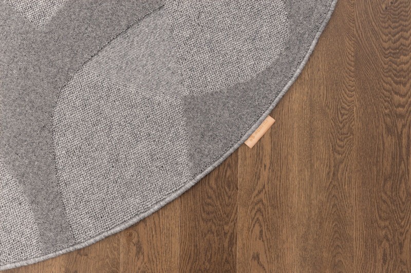 Okrągły szary dywan wełniany Agnella Ladnini Morphic Botanica-detal