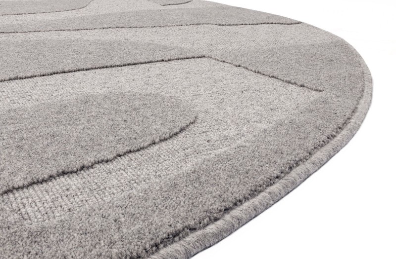 Dywan okrągły wełniany Agnella Ladnini Morphic Botanica szary - brzeg