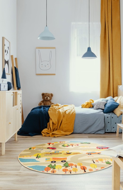 Dywan okrągły Stella Ulice beżowy do pokoju dziecka.JPG