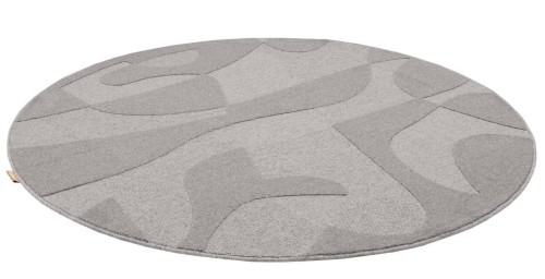 Okrągły szary dywan wełniany Agnella Ladnini Morphic Botanica - rzut z ukosa