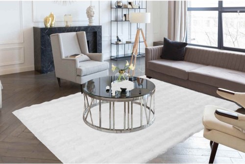 Kremowy dywan pluszowy 3d Rabbit Bubble w salonie