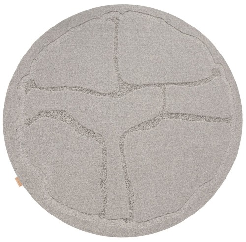 Szary wełniany dywan koło Agnella Ladnini Morphic Organica