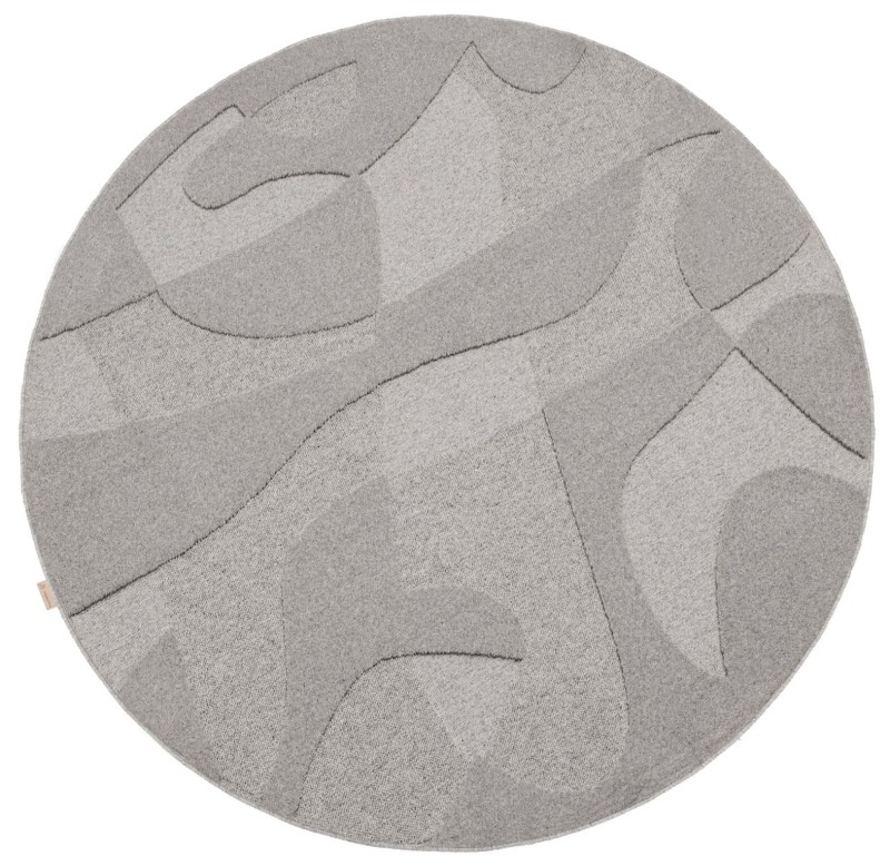 Dywan okrągły wełniany Agnella Ladnini Morphic Botanica szary