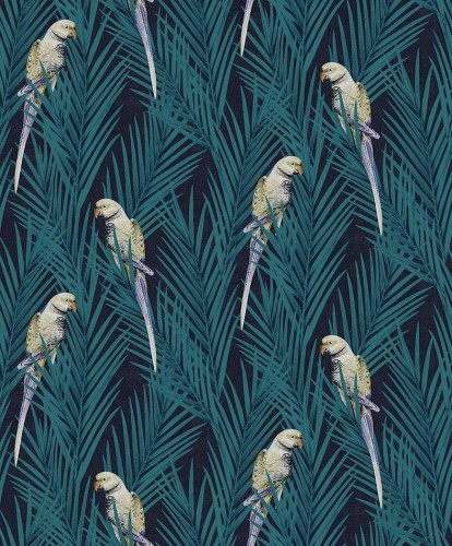 Tapeta z papugami Khroma Cabinet CAB703 Eden Aqua.jpg