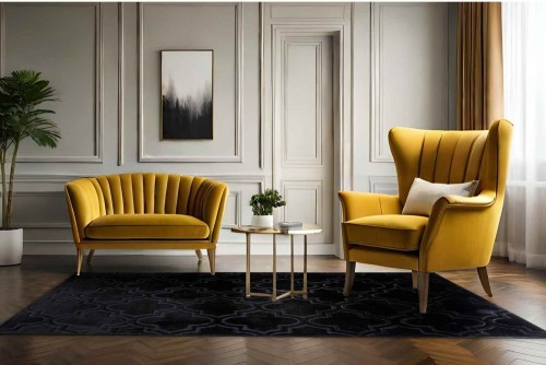 Dywan pluszowy Alaska marokański czarny w salonie