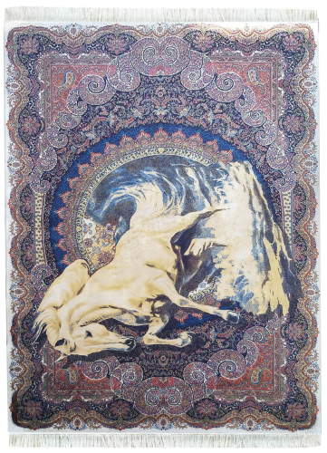 Dywan ekskluzywny QUM Silk 04 granatowy HORSE _dywanywitek_pl_