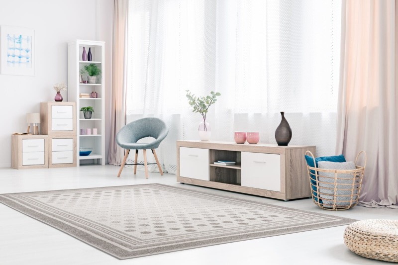 Dywan FD Lori Blovo perła w pokoju dziennym