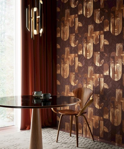 Brązowa tapeta w salonie Khroma Tribute TRI302 Mask Coconut.jpg