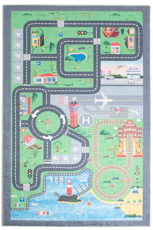 dywan dziecięcy Kemmax 2031 zielony w uliczki