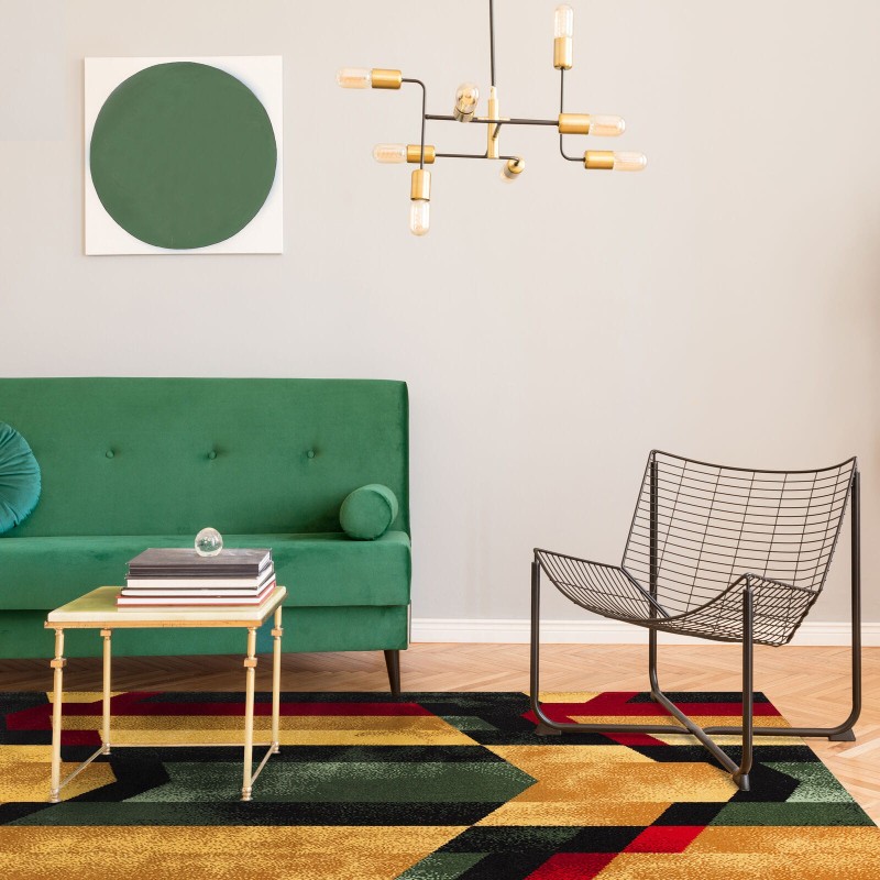 Dywan wełniany Agnella Tempo Roh złoty w pokoju dziennym