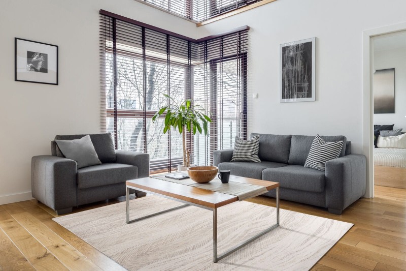 Dywan nowoczesny wełniany Agnella Tempo Natural Weaves krem w salonie