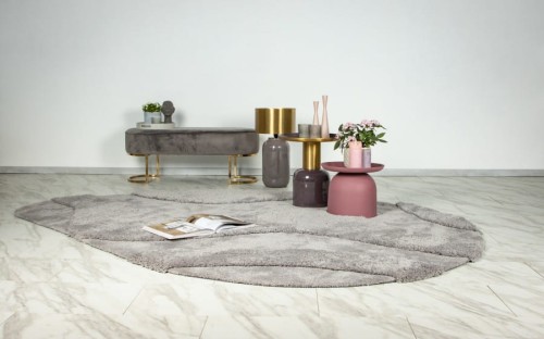 Srebrny dywan shaggy Ligne Lalee Milano MIL 802 w salonie