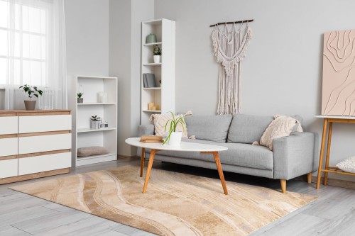 Dywan nowoczesny wełniany do salonu Agnella Tempo Fordite kolor złoty