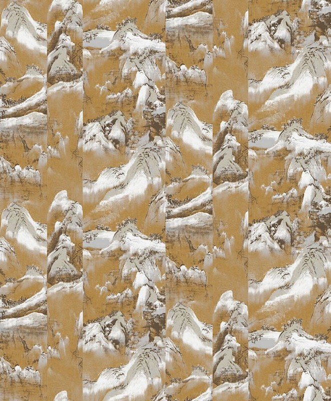 Tapeta z górami Khroma Kimono KIM301 Akiyama Gold.jpg